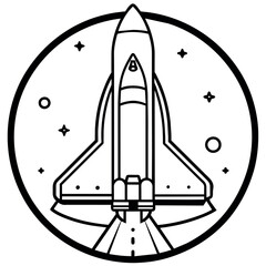 Space shuttle outline coloring book page line art illustration digital drawing