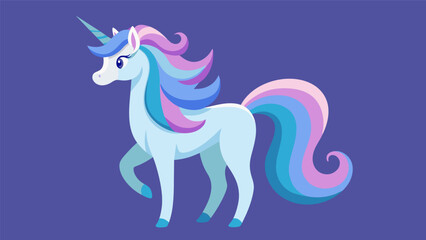 A whimsical unicorn its mane and horn accented with soft pastel shades of blue purple and pink..