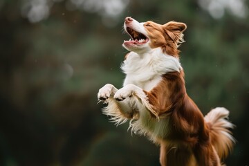 Dog jumping and playing outdoor, Pet portrait