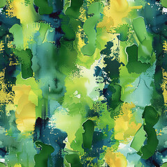 Abstract green blue and yellow brush strokes, watercolor texture, irregular shapes, layered effect --ar 1:1 --tile --stylize 750