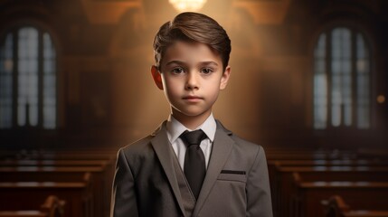 young boy in formal attire