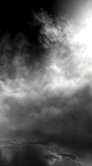 Fototapeta premium Smoke black ground fog cloud floor mist background steam dust dark white horror overlay. Ground smoke haze night black water atmosphere 3d magic spooky smog texture isolated transparent effect circle