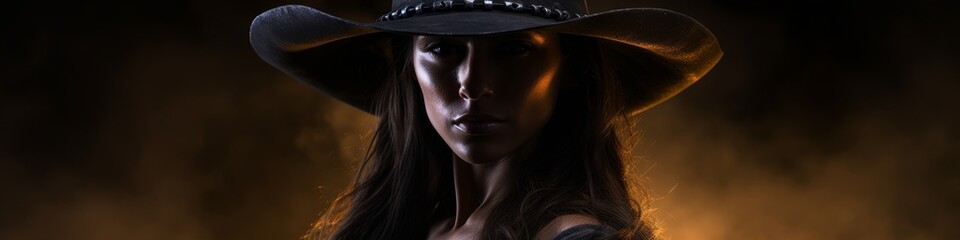 mysterious woman in cowboy hat
