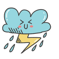 cartoon illustration weather sky season emoji cloud rain with storm thunder storm stormy