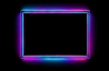 Empty black background with fluorescent neon laser lights. Party and nightclub concept background with copy space for text or product display