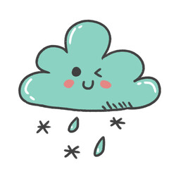 cartoon illustration weather sky season emoji cloud smile rainy rain day green blue