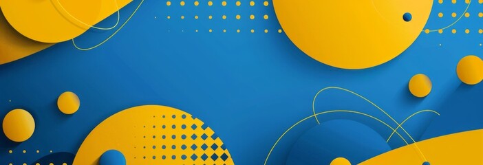 Obraz premium Abstract yellow and blue background with geometric shapes for corporate banner, poster or presentation design