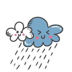 cartoon illustration weather sky season emoji cloud cloudy rain rainy day smile white blue