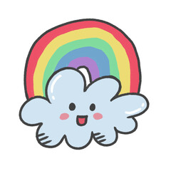 cartoon illustration weather sky season emoji cloud rainbow smile happy