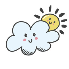 cartoon illustration weather sky season emoji cloud sun yellow blue smile happy