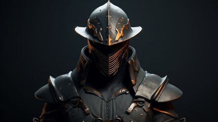 Armored fantasy warrior in dark attire