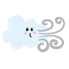 cartoon illustration weather sky season emoji cloud windy wind blue baby grey