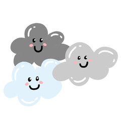 Obraz premium cartoon illustration weather sky season emoji cloud clouds cloudy blue baby grey smile