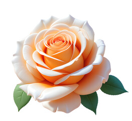 Orange - white flower closeup. Beautiful rose bud.