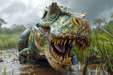 Journey to the Jurassic: world of dinosaurs, extinct species with big, strong, toothy predators, prehistoric era and the fascinating realm of ancient reptiles