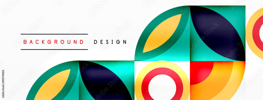 Poster a vibrant display of art and graphics featuring circles and squares in electric blue and magenta on 