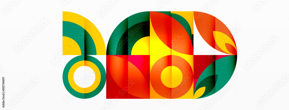 Poster an artistic logo featuring a colorful pattern of tints and shades, with a white circle in the center