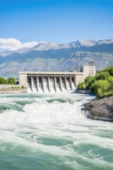 Obraz premium A close-up shot of water cascading down a majestic waterfall, highlighting the raw power and beauty harnessed by hydro power plants