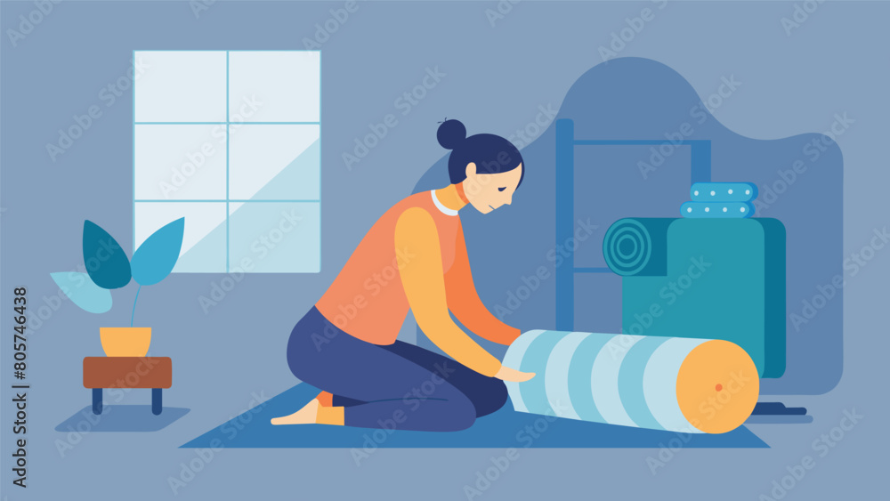 Poster escaping to a quiet corner of your home with a foam roller and blanket indulging in some selfcare wi