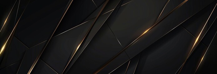 Abstract geometric design with golden lines on a sleek black background, showcasing a modern and elegant aesthetic
