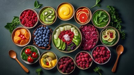 Assortment of fresh and colorful fruits and vegetables