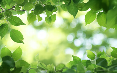 Obraz premium Natural green leaves plants using as spring background cover page greenery environment ecology wallpaper. 