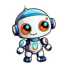 Cute cartoon Robot. Funny cyborg. AI generated.