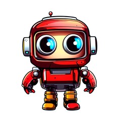 Cute cartoon Robot. Funny cyborg. AI generated.