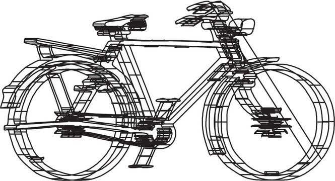 recommend clip art: 2D line art illustration of a classic bicycle