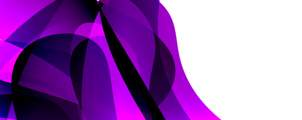 A close up of a purple and black umbrella featuring a vibrant pattern with shades of violet, pink, magenta, and electric blue on a white background