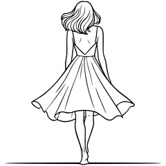 Fototapeta premium Woman Wearing Dress on Summer Vacation.