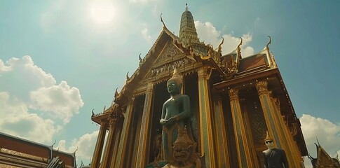 emerald buddha temple, Wat Phra Kaew, popular tourist attraction in Bangkok, Thailand