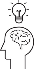 illustration of a head icon containing a brain above which the light is on