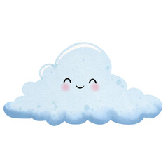 Watercolor blue cute clouds.