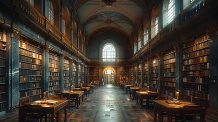 Fototapeta premium The library is a place of learning, where the curious can explore the vastness of human knowledge