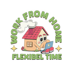 retro cartoon work from home