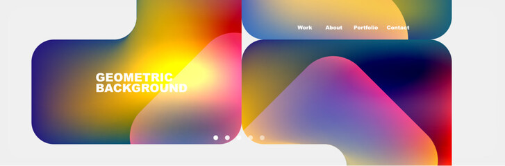 A vibrant geometric background featuring a rainbow of colors, with a mix of magenta, tints and shades, and electric blue. This liquidlike design is a fusion of colorfulness and technology