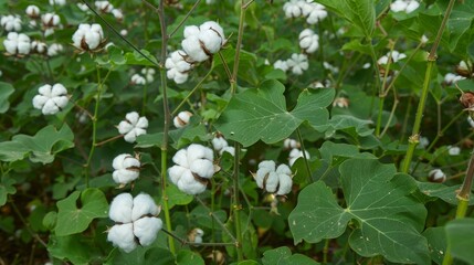 Ready to harvest cotton fields in full bloom