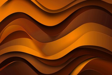 Dark amber paper waves abstract banner design. Elegant wavy vector background