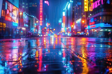 Naklejka premium A dark and rainy night in the city