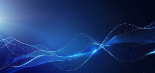 Blue background with abstract lines, dark blue background with gradient and dynamic light effects, creating an atmosphere of mystery and elegance