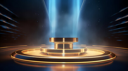 Blue podium, product display