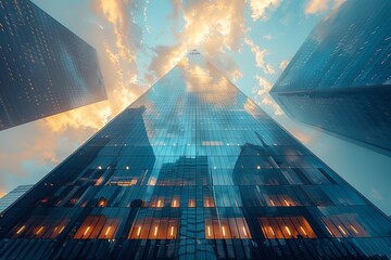 Futuristic Glass Architecture in Downtown Financial District