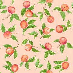 watercolor seamless pattern of peach.