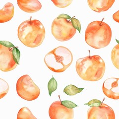 watercolor seamless pattern of peach.
