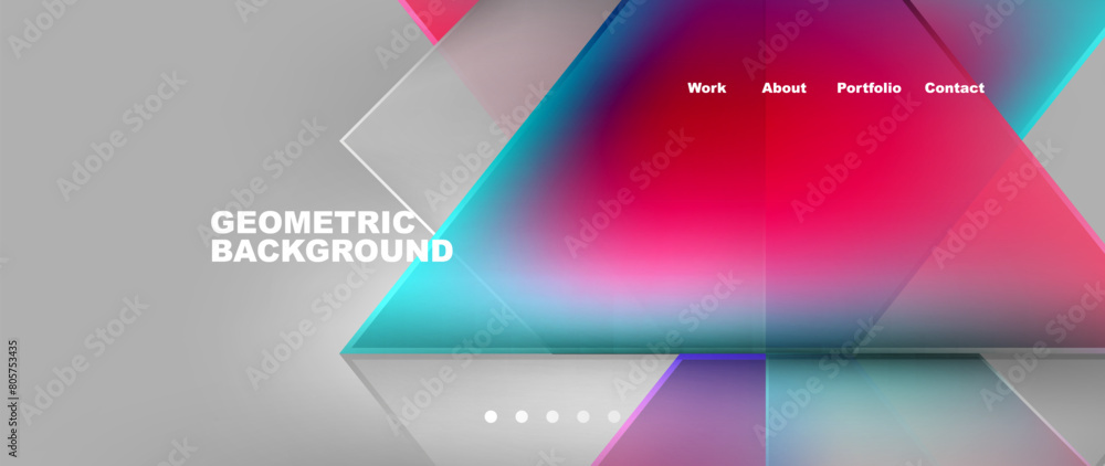 Poster a vibrant geometric background featuring colorful triangles in shades of azure, violet, and magenta 
