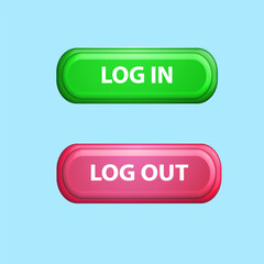 Login logout text tittle 3D illustration