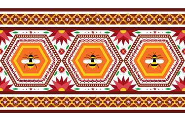 pattern in ethnic concept. There are geometric shapes in this ethnic pattern makes it looks Indian style This ethnic design is suitable for textile industry, fashion industry and also home decorating