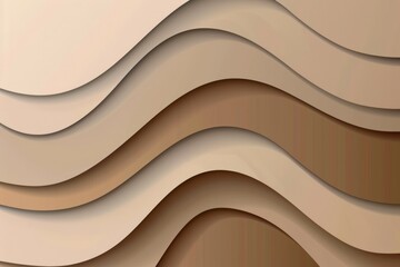 Obraz premium Dark beige paper waves abstract banner design. Elegant wavy vector background