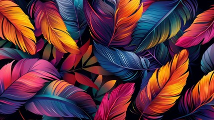 A colorful image of feathers with a vibrant and lively mood